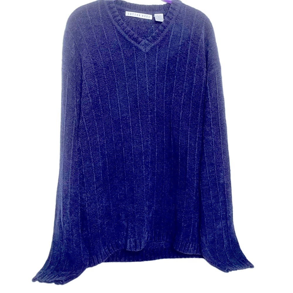 Cotton Reel Men’s Comfy Blue VNeck Sweater Sz XL